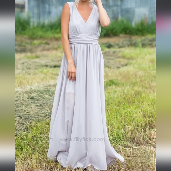 Filly Flair Dresses & Skirts - Filly Flair Powder Grey Bridesmaid Dress
